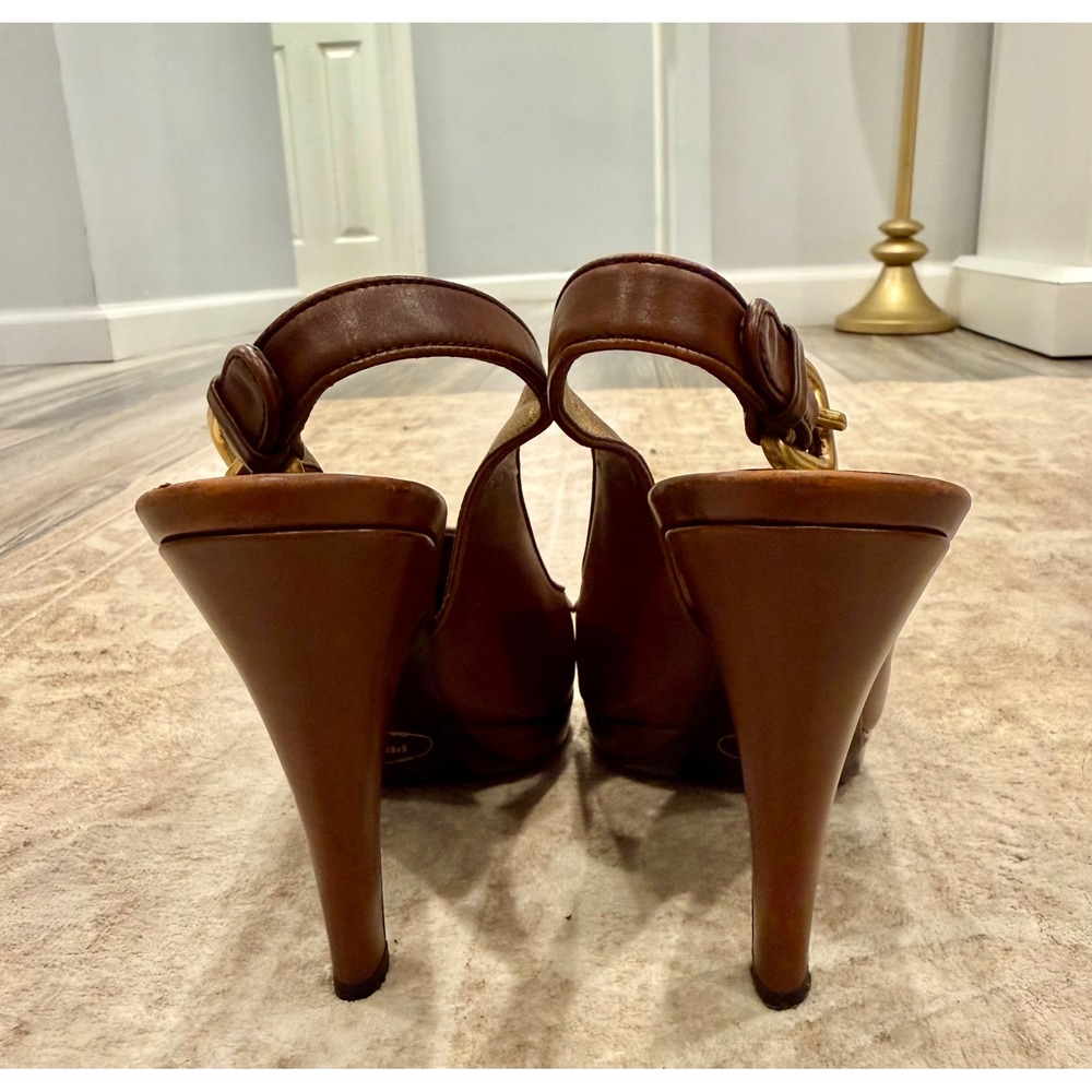 Prada Brown Leather Slingback Loafer Pumps IT 38.5 - Picture 5 of 9